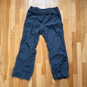 100% linen resort wear L.L. Bean Blue Elastic Waist Pants